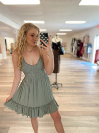 Ambry Smocked Dress-Sage
