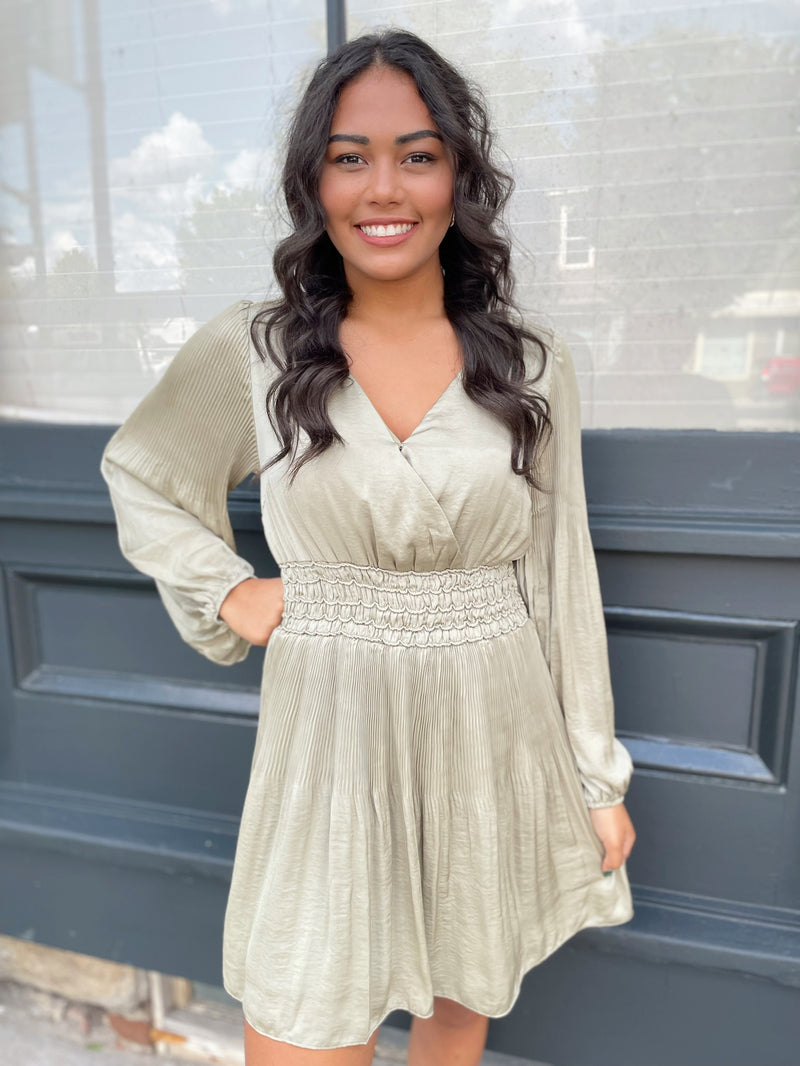 Nicole Long Sleeve Satin Dress
