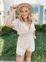 Steph Drop Shoulder Printed Romper-Taupe