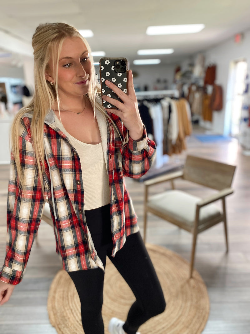 Cutie Plaid Jacket- Red