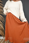 Leelyn Pleated Chiffon Midi Skirt-Brick