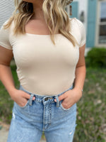 Perfect Basic Square Neck Bodysuit-Nude