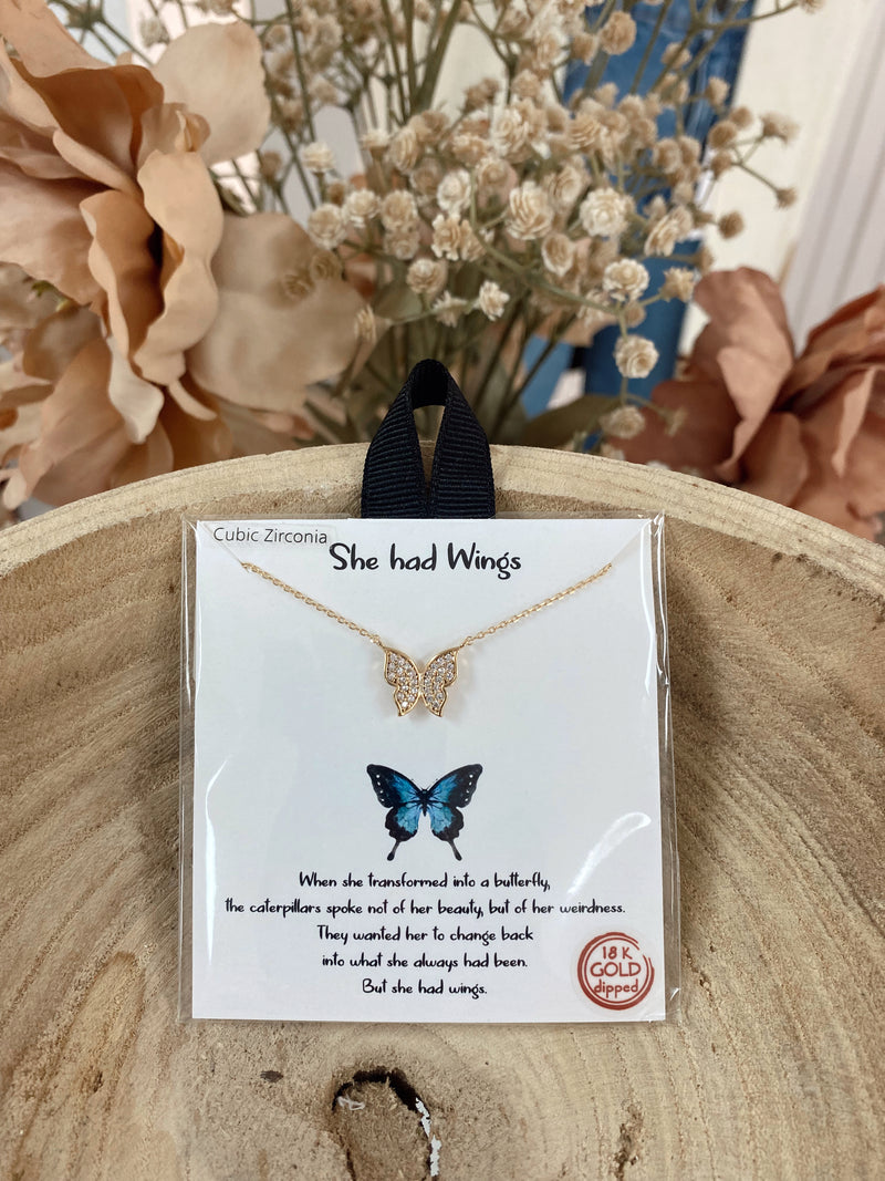 She Had Wings Necklace- Gold