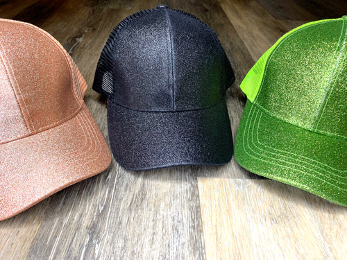 Lime Glitter Pony Cap
