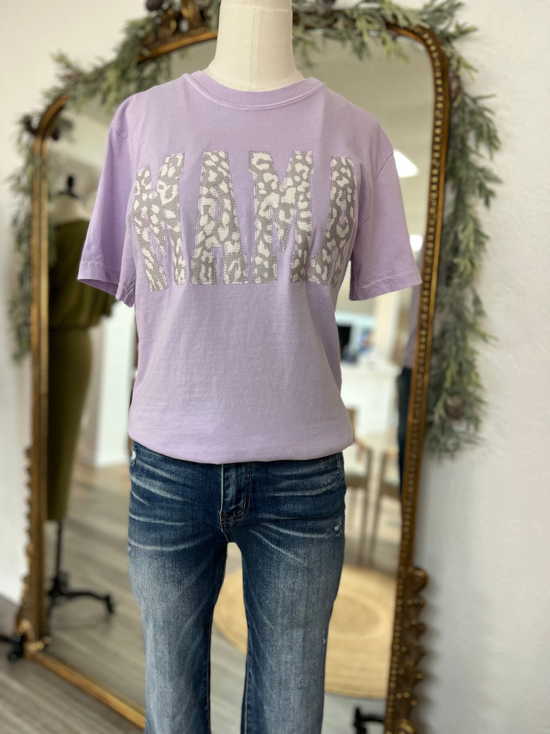 MAMA Leopard Applique Tee