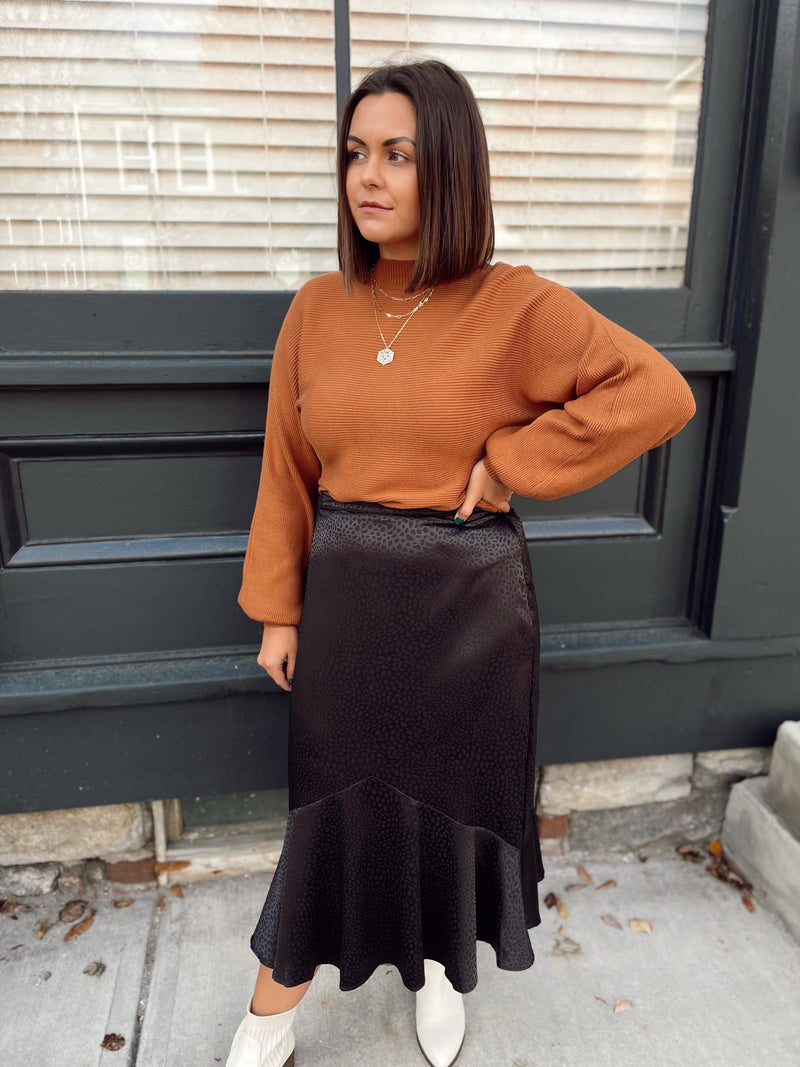Alani Leopard Print Satin Skirt