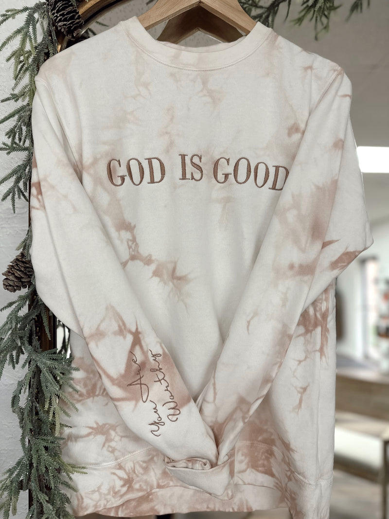 God Is Good Embroidered Crewneck