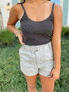 Elle Ribbed Bodysuit-Charcoal
