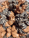 Leopard Leather Scrunchie- Tan