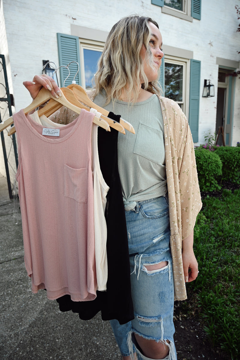 Reanna Rib Textured Tank Top-Mauve