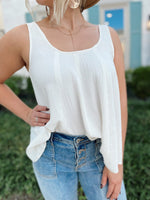 Kaiya Textured Sleeveless Top-Cream