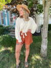 Thea Pleated Shorts-Rust
