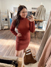 I'm Your Girl Rib Knit Sweater Dress-Cinnamon