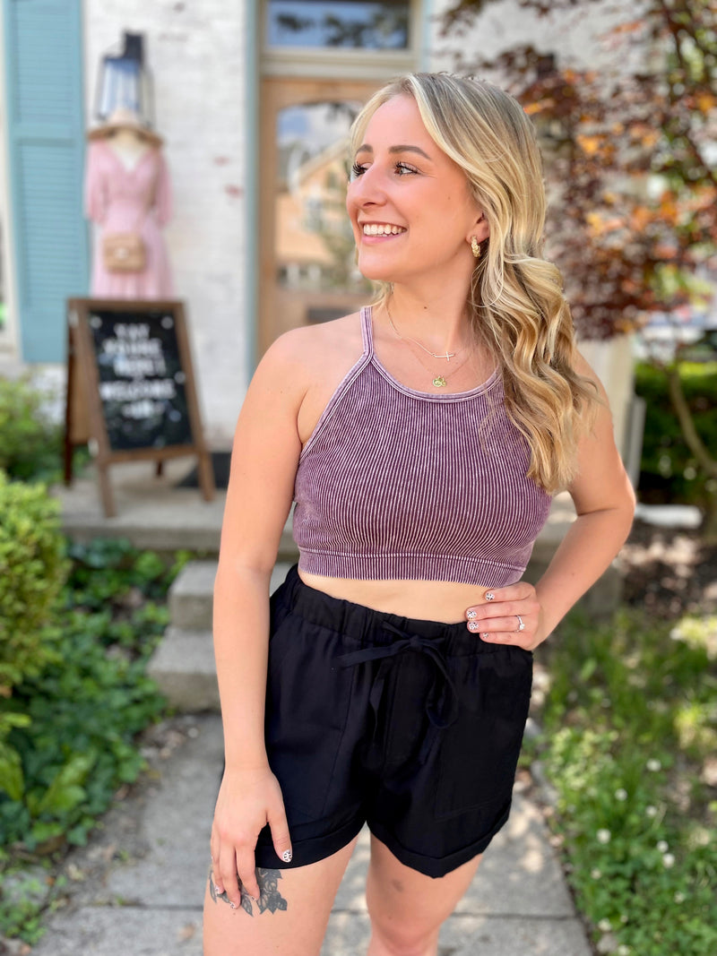 Lauryn Twill Shorts-Black