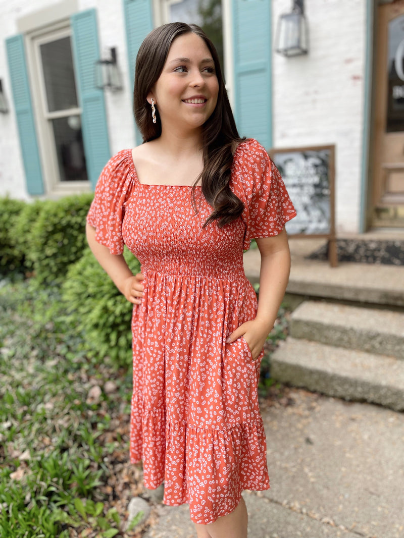 Easy On Me Midi Dress-Coral