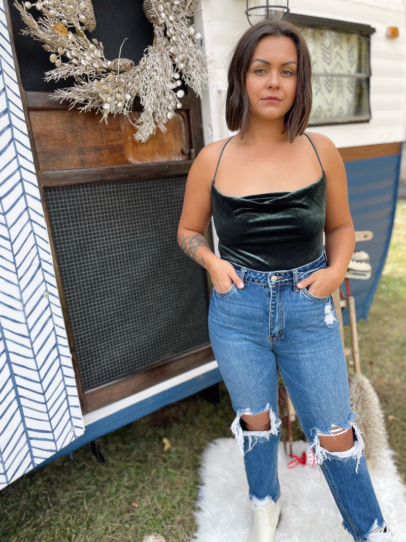 Bevie Velvet Bodysuit