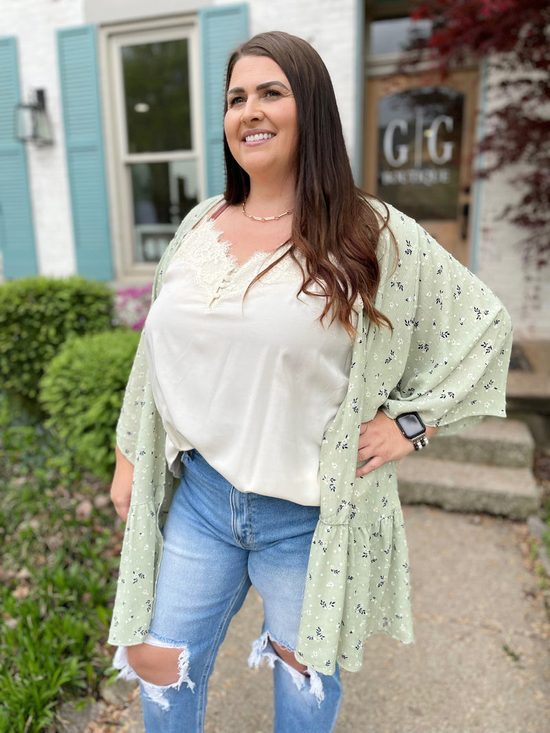 Chantrian Button Detail Satin Cami-Cream