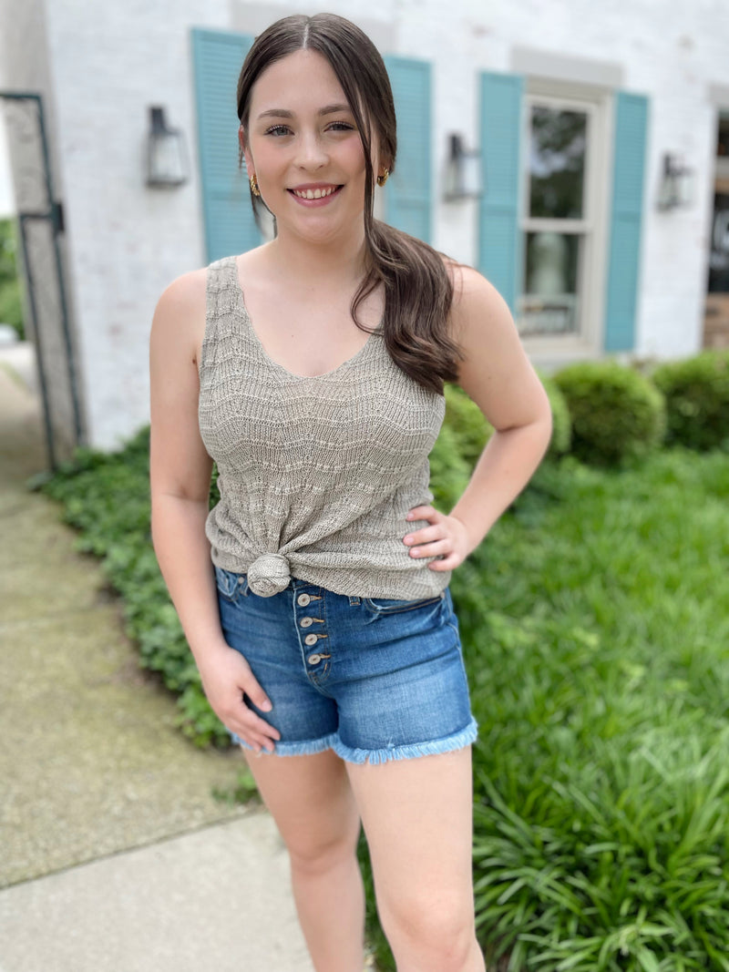Easy On Me Crochet Tank-Olive