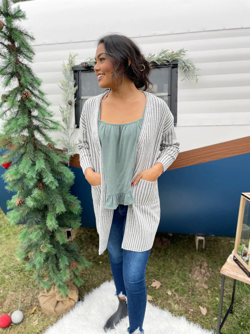 Taya Ruffle Trim Tank-Pistachio