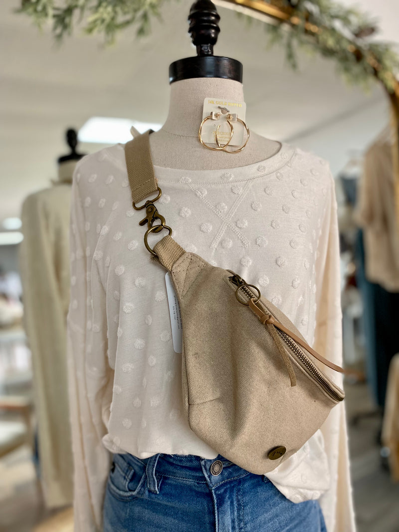 Devin Denim Bum Bag- Khaki