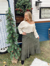 Faith Button Down Waist Maxi Skirt-Dark Olive