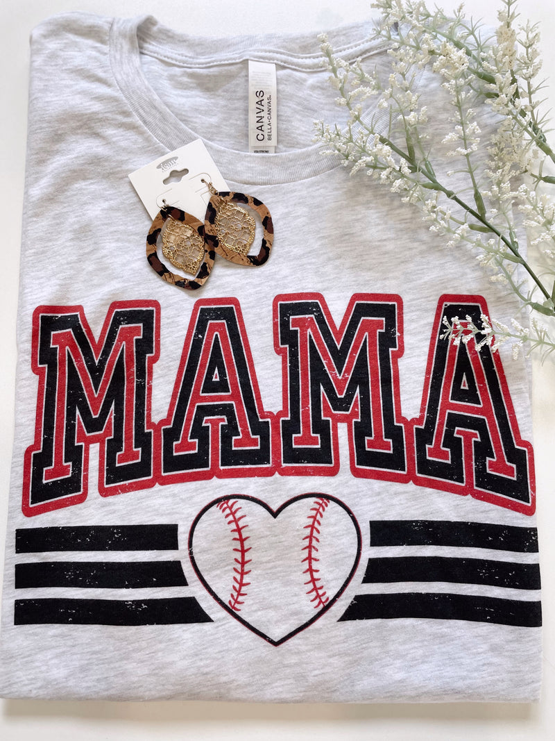 ZZZ MAMA Baseball Heart Tee
