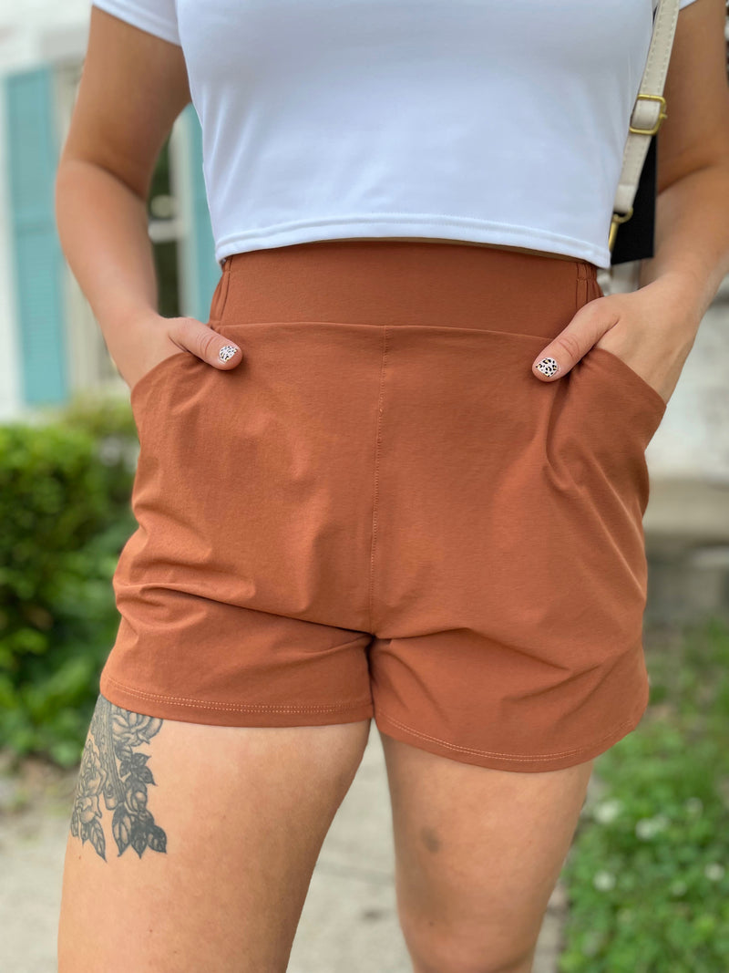 Move Freely Active Shorts-Brown Patina