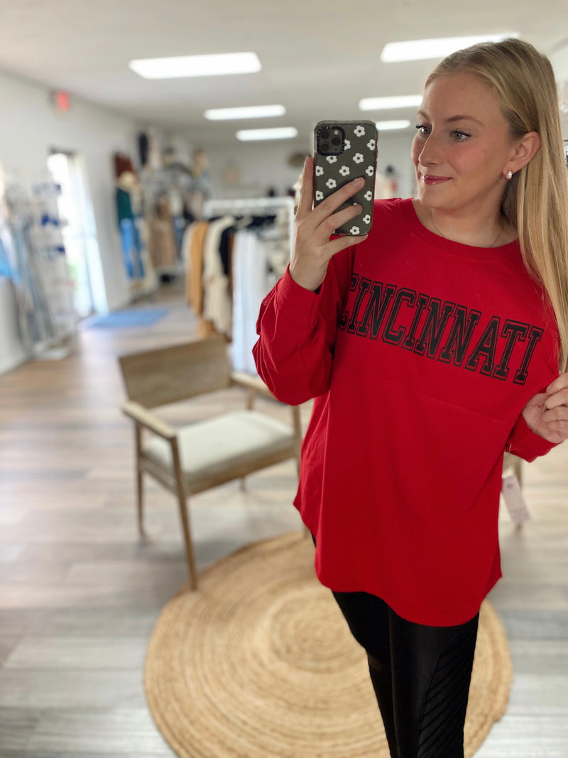 Cincinnati Game Day Long Sleeve- Red