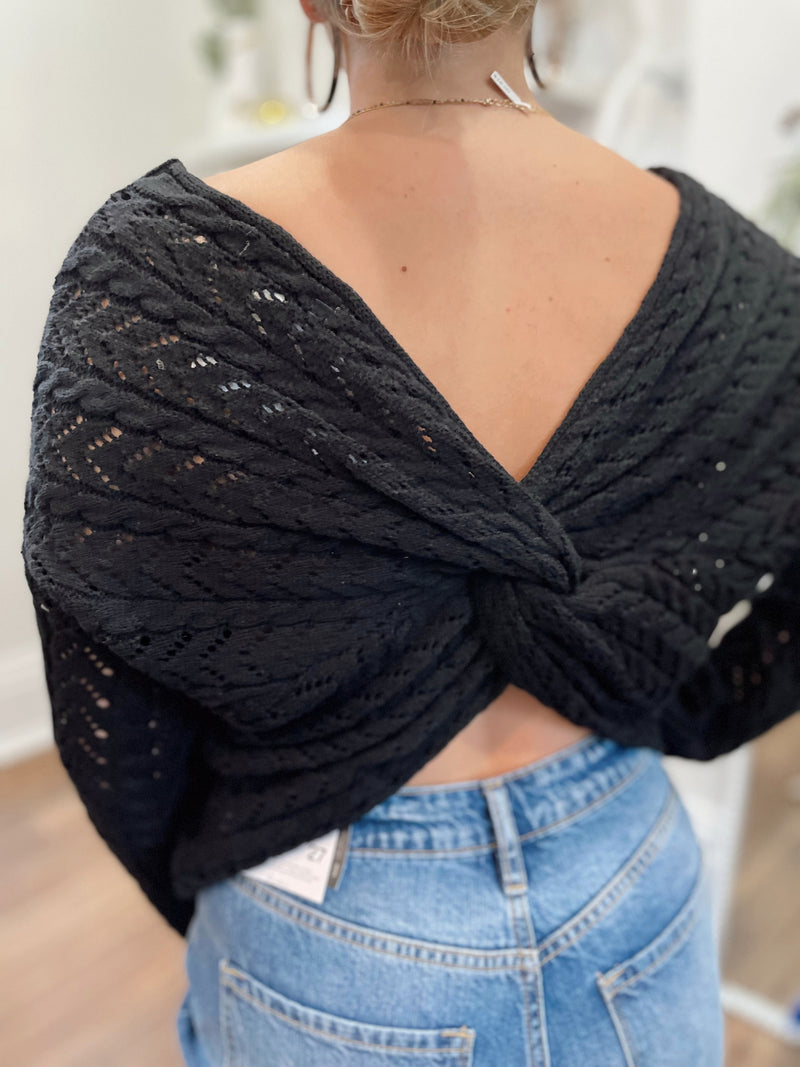 Jada Twist Back Top-Black