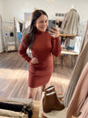 I'm Your Girl Rib Knit Sweater Dress-Cinnamon