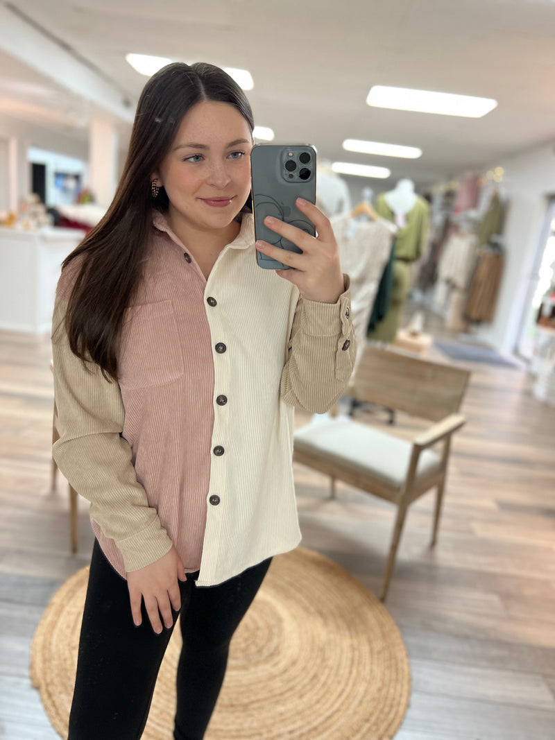 Hey You Colorblock Shacket