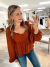 Posh Polka Dot Texture Top-Spice