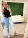 Half and Half Denim Jeans