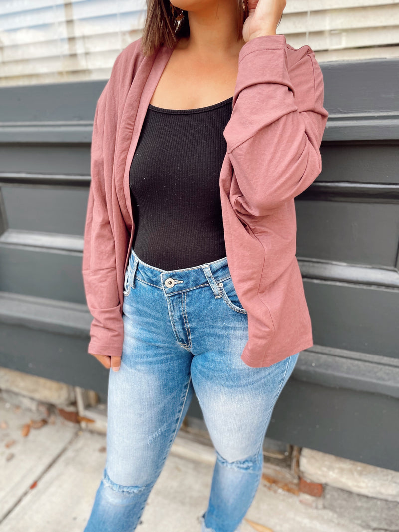 Leslie Button Down Top-Red Bean