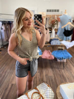 Easy On Me Crochet Tank-Olive