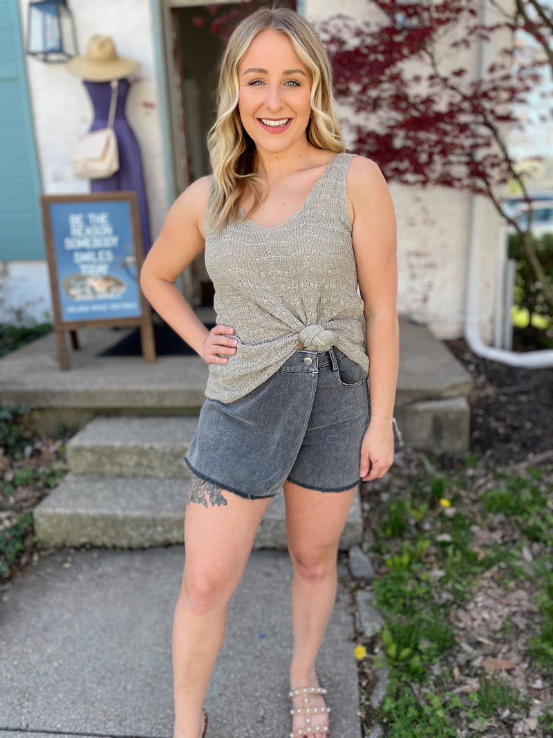 Easy On Me Crochet Tank-Olive