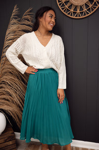 Leelyn Pleated Chiffon Maxi Skirt-Green