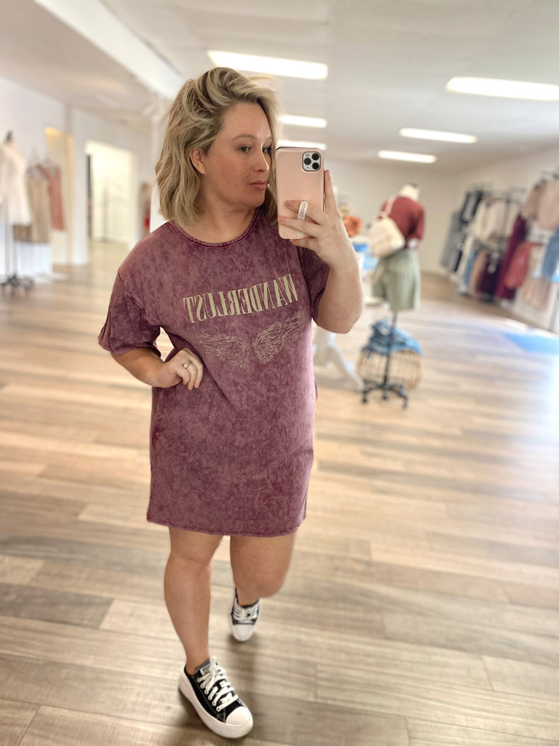 Wanderlust Vintage Graphic T-Shirt Mini Dress