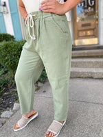 Wren Relaxed Denim Pants-Olive