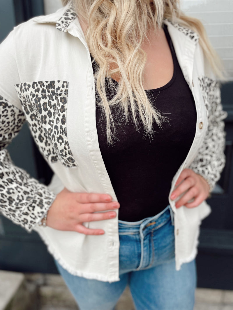 Teylie Cream & Leopard Shacket