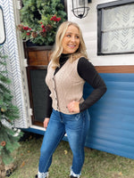 Kesley Sleeveless Cable Knit Sweater-Cocoa