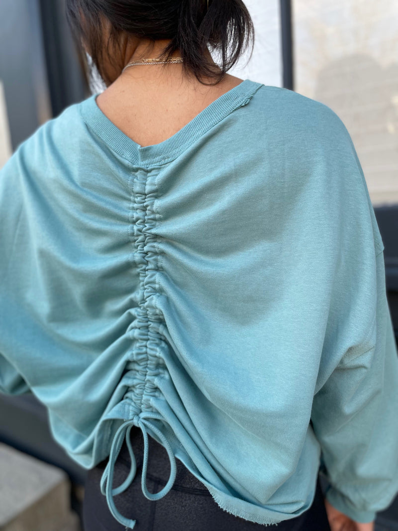 Shianne Ruched Back Top-Teal