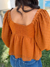 Posh Polka Dot Texture Top-Spice
