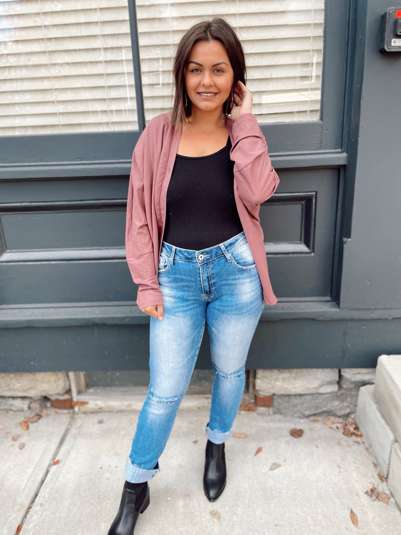 Leslie Button Down Top-Red Bean