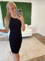 Bryn Ribbed Mini Dress-Black