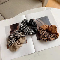 Leopard Leather Scrunchie- Tan