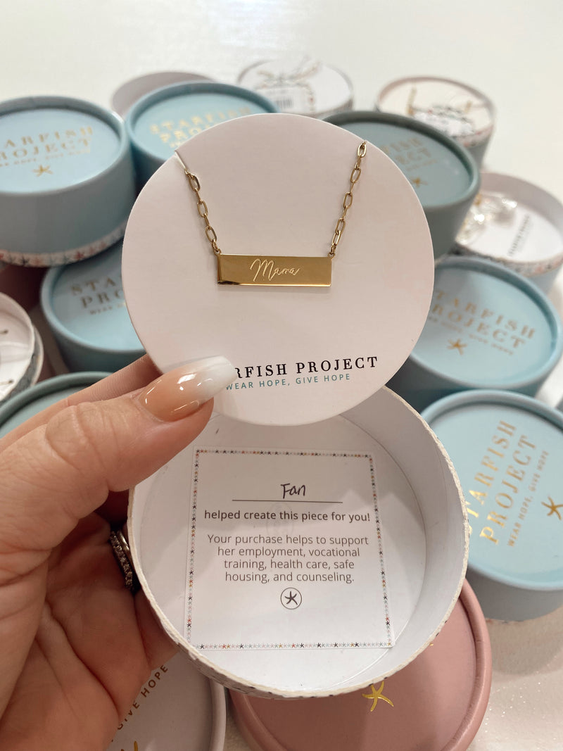 Mama Gold Bar Necklace