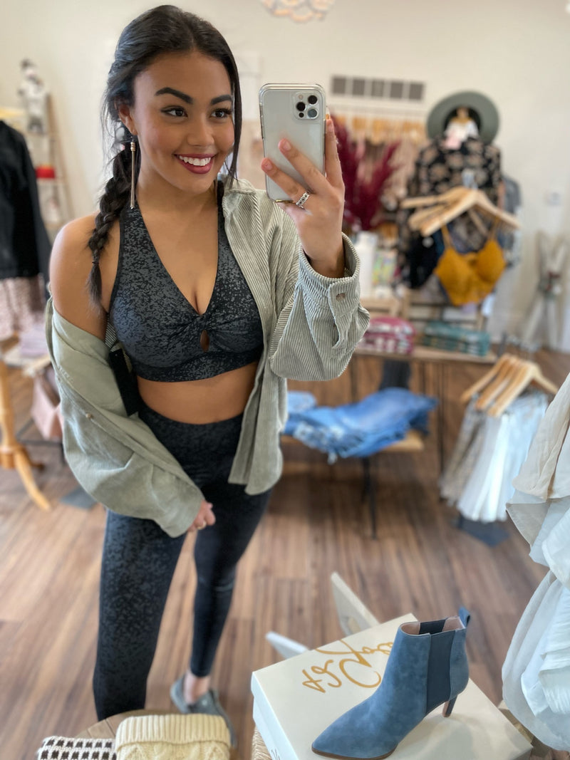 Shimmer Baby Foil Print Sports Bra