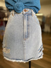 June Distressed Denim Skirt