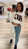 Half and Half Denim Jeans